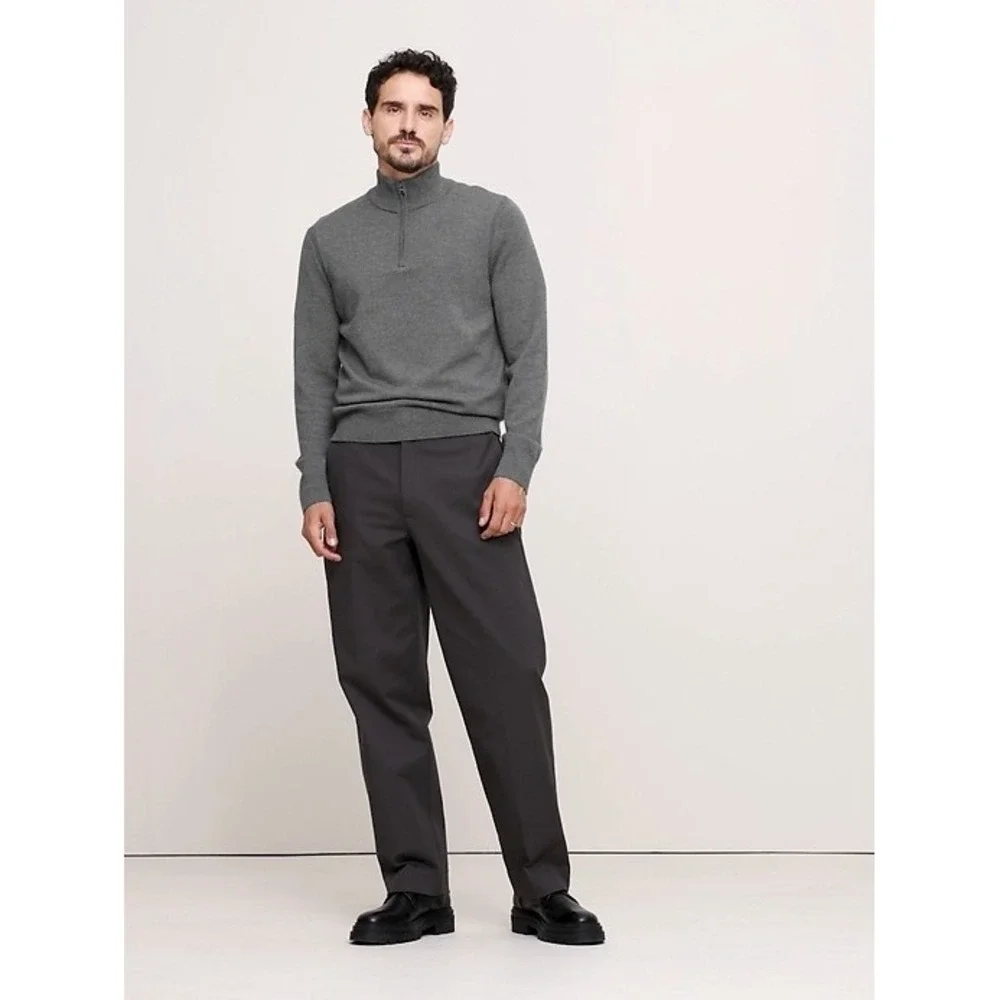 Banana Republic Mens Italian Merino Half-Zip Sweater Gray Wool S/503335-00 L